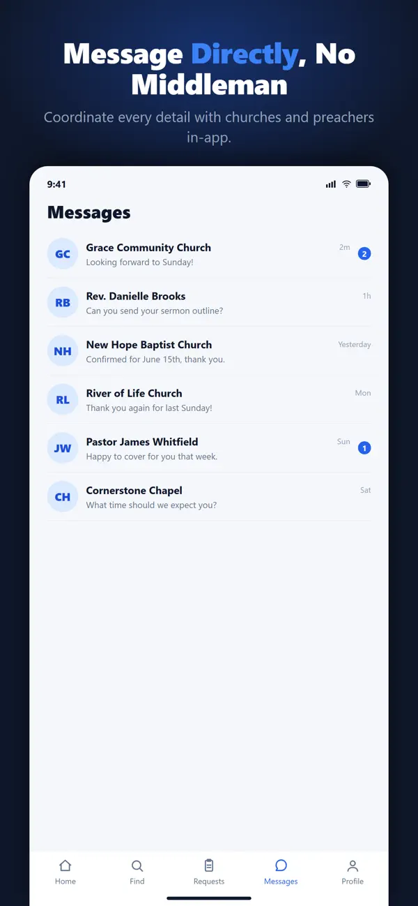 PulpitFill secondary mobile application screen