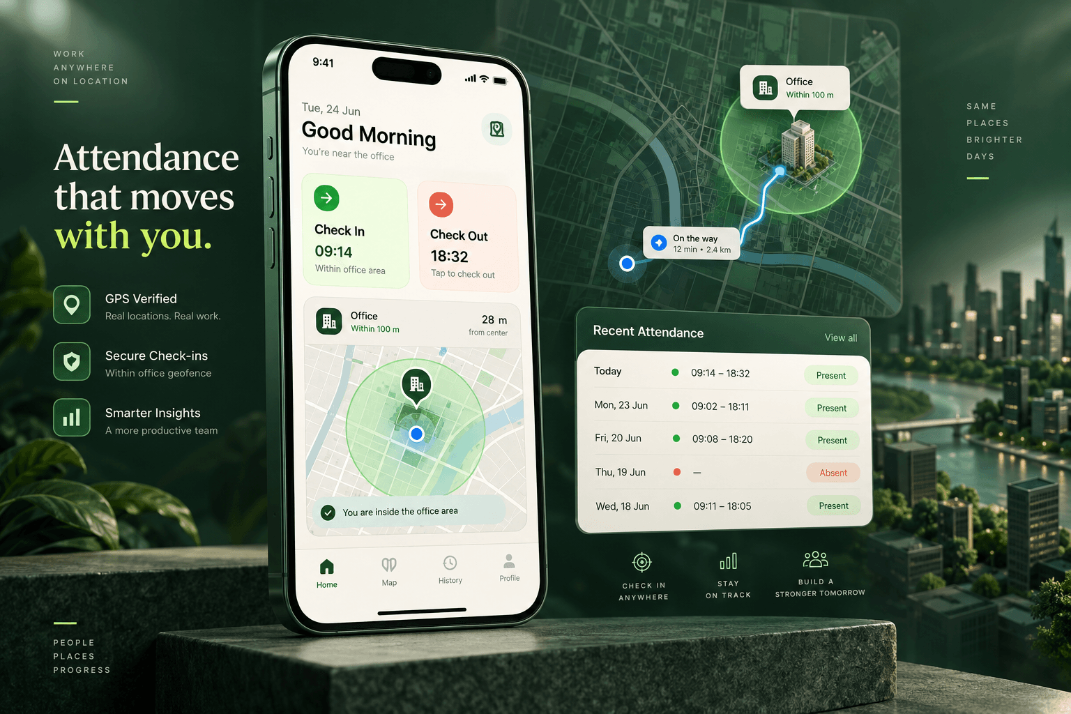Geo Attendance interface and project preview