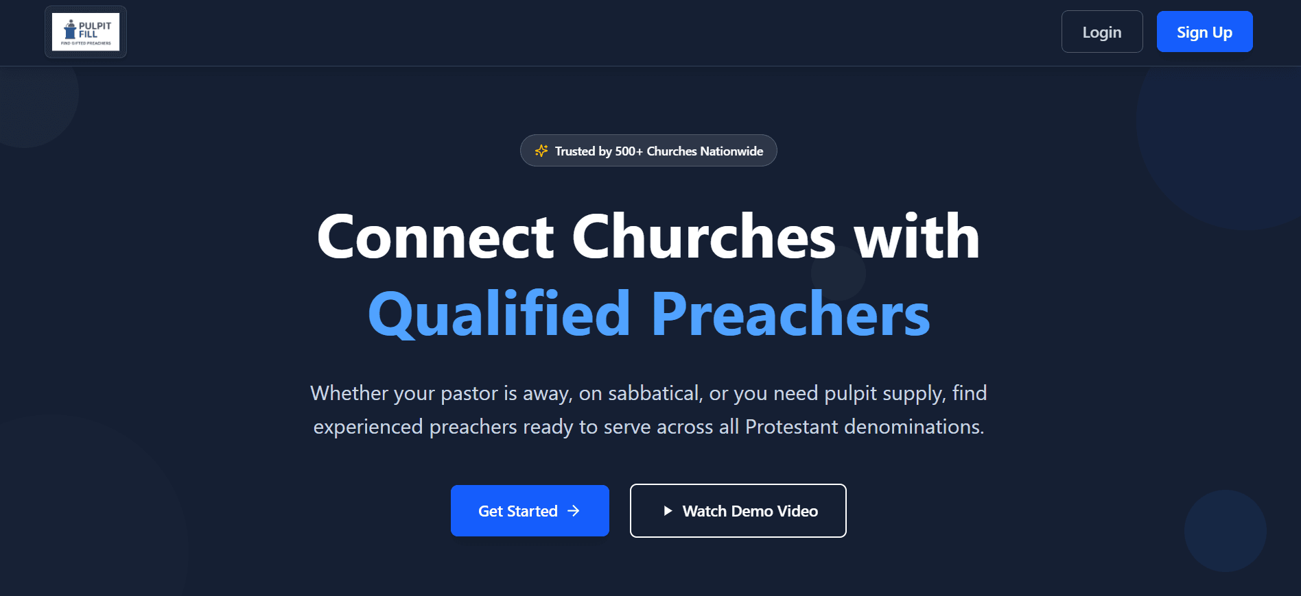 Pulpit Fill interface and project preview